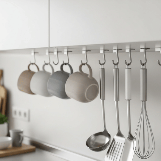 Add Hooks Under Cabinets