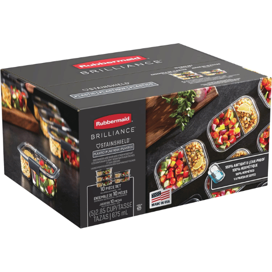 4. Rubbermaid Brilliance 2-Compartment Meal Prep Containers