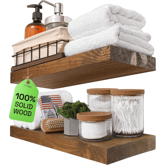 1. BAOBAB WORKSHOP Rustic Walnut Wood Floating Shelves