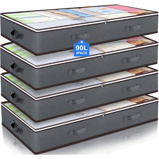 1. Budding Joy 90L Premium Under-Bed Storage Organizer with Clear Window