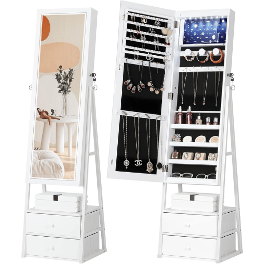 1. SONGMICS Large Jewelry Armoire with Lock and Mirror