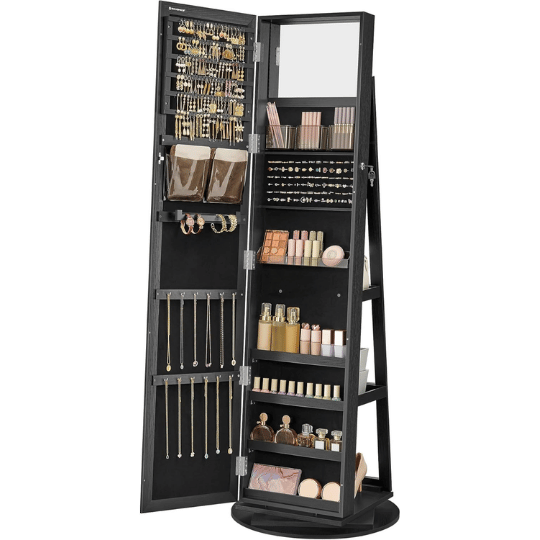 10. SONGMICS 360° Swivel Lockable Full-Length Jewelry Organizer