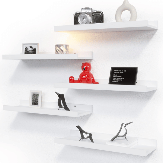 12. RICHER HOUSE 5-Pack White Floating Shelves