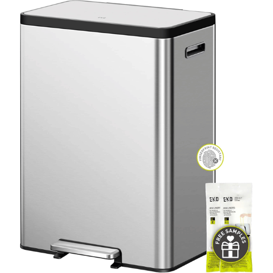 3. EKO EcoCasa 24L Dual Compartment Stainless Steel Trash Can