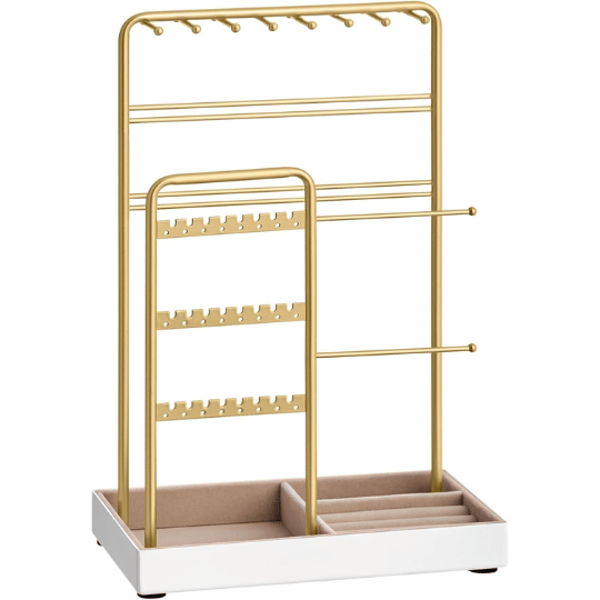 4. SONGMICS 2-Tier Jewelry Organizer Stand with Velvet Base