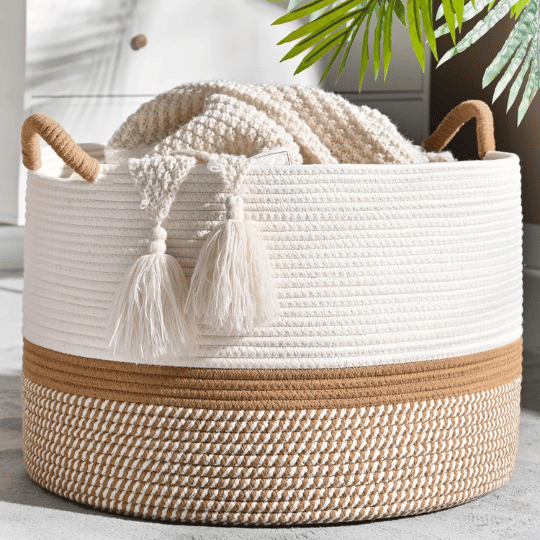 5. KAKAMAY Large Woven Basket