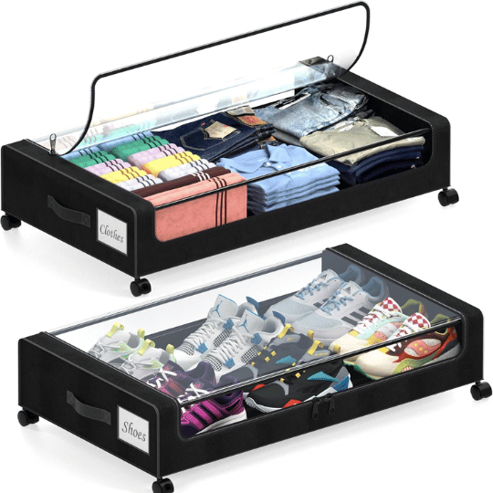 5. LESHZHEN Premium Rolling Under-Bed Storage Organizer with Clear Window