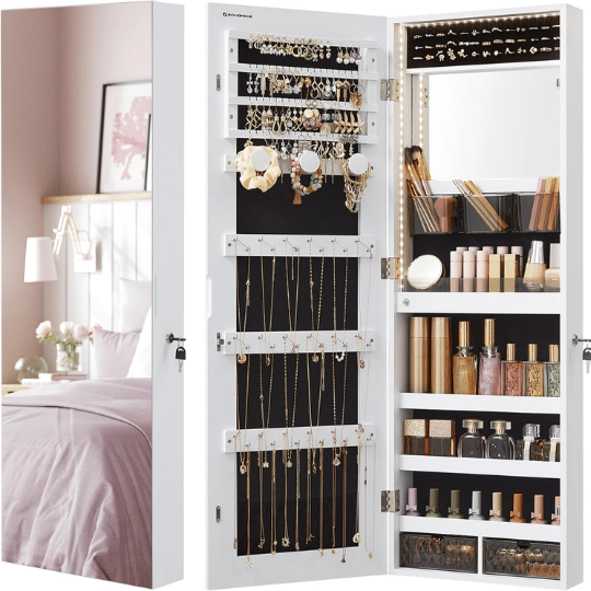 5. SONGMICS Wall-Mounted Full-Length Jewelry Organizer