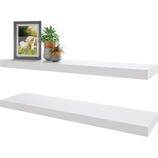 6. BAMEOS White Floating Wall Shelves with Invisible Brackets