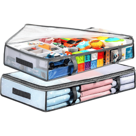 6. LANDNEOO Clear Under-Bed Storage Solution