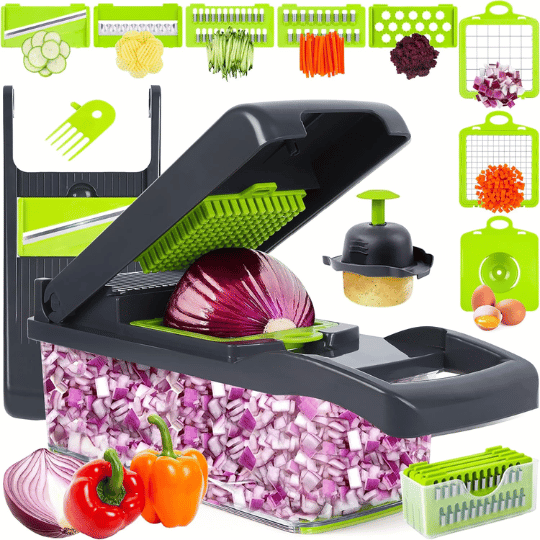 6. Multifunctional Adjustable Vegetable Chopper with Container