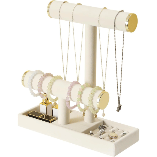 7. Pangkeep 2 Tier Jewelry Holder Stand Organizer with Tray