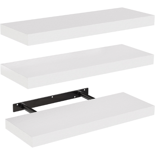 8. AMADA HOMEFURNISHING White Floating Shelves with Invisible Brackets
