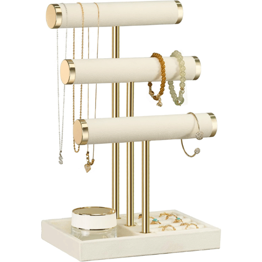 8. Bussdis 3-Tier Velvet Bracelet & Jewelry Display Stand