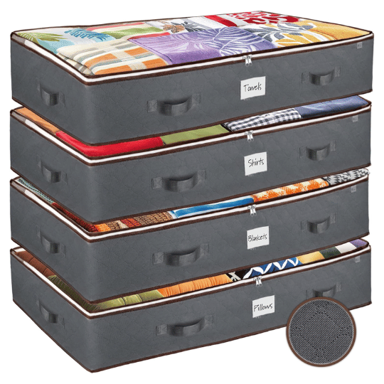 8. ZOBER 4-Pack Under-Bed Storage Organizer