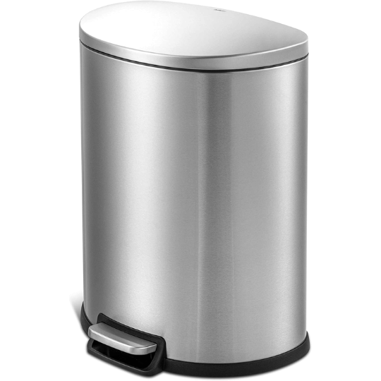 9. QUALIAZERO 50 Liter Hands-Free Stainless Steel Trash Can