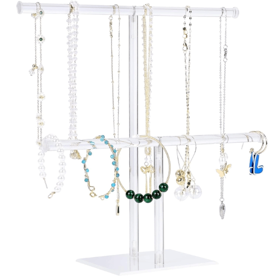9. Suneerplay 2-Tier Jewelry Stand Holder