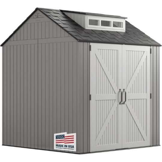 1. Rubbermaid Resin Outdoor Storage Shed With Floor