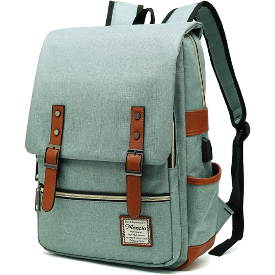 10. Mancio Vintage Laptop Backpack with USB Charging Port