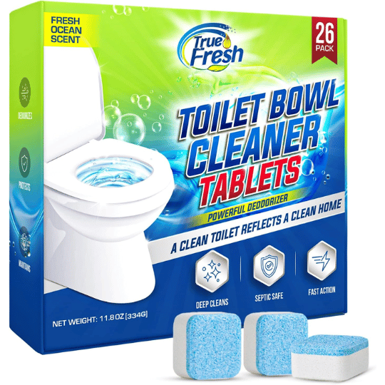 10. True Fresh Ocean Scent Toilet Bowl Cleaner Tablets