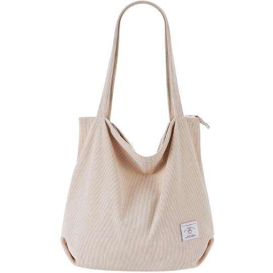 2. KALIDI Women Corduroy Zipper Tote Bag