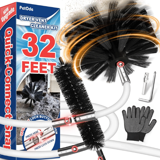 4. PetOde 32 Feet Dryer Vent Cleaner Kit with 360 Degree Rotation