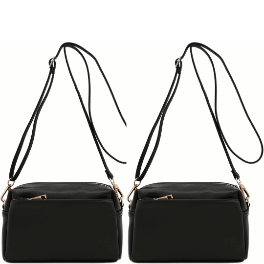 5. FashionPuzzle Triple Zip Small Crossbody Bag