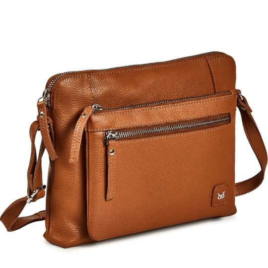 6. Wise Owl Accessories Small Soft Pebbled Real Leather Crossbody Handbag