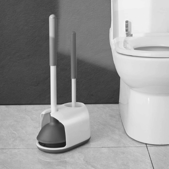 8. Eyliden Toilet Plunger and Brush Set with Holder (White)