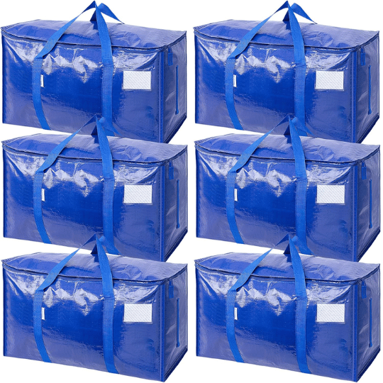 1. TICONN 6 Pack Extra Large Moving Bags with Zippers & Carrying Handles