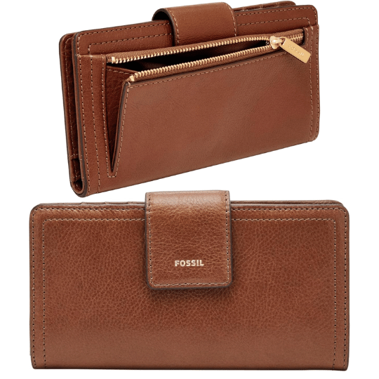 2. Fossil Women's Logan Leather Wallet Clutch