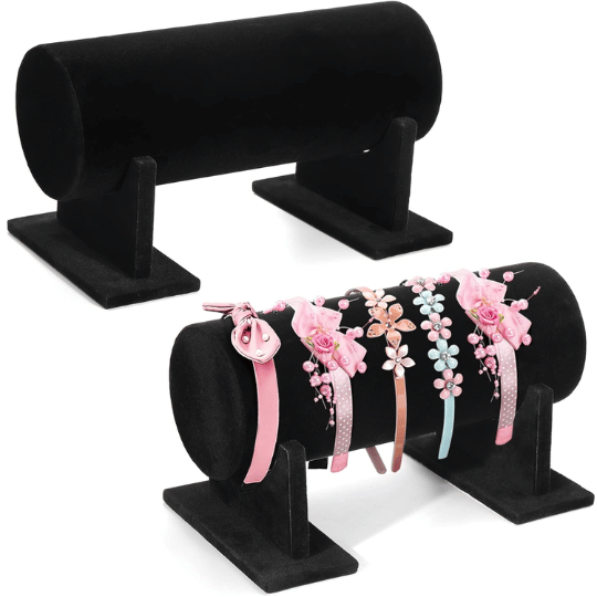 24. Foraineam 2 Pack Black Velvet Headband Holder