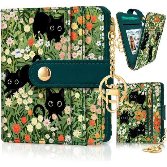 4. Jogjam Black Cat Floral RFID Women's Wallet