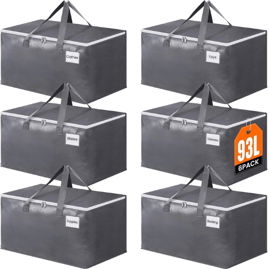 8. BlissTotes 93L 6 Pack Large Moving Bags