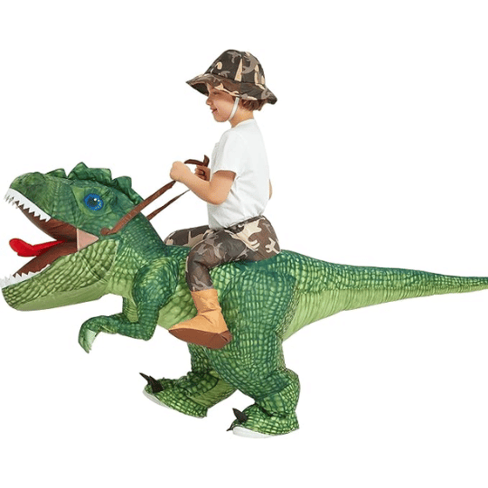 17. One Casa Inflatable Dinosaur Riding Costume for Kids