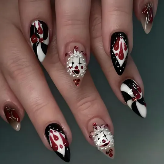 BLGTGH Halloween Clown Medium Press On Nails