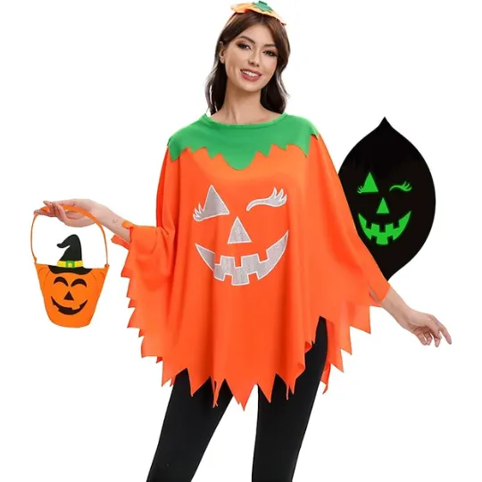 DINIZIMO 3 PCS Glow in the Dark Pumpkin Costume for Women