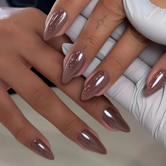 KQueenest Brown Press On Nails Almond