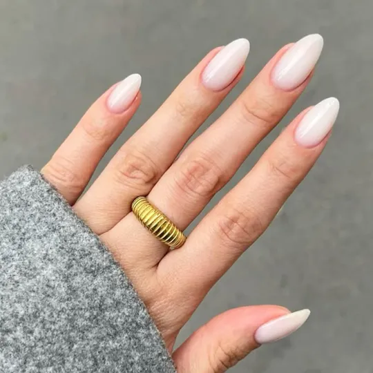 Modelones Milky White Press on Nails Almond