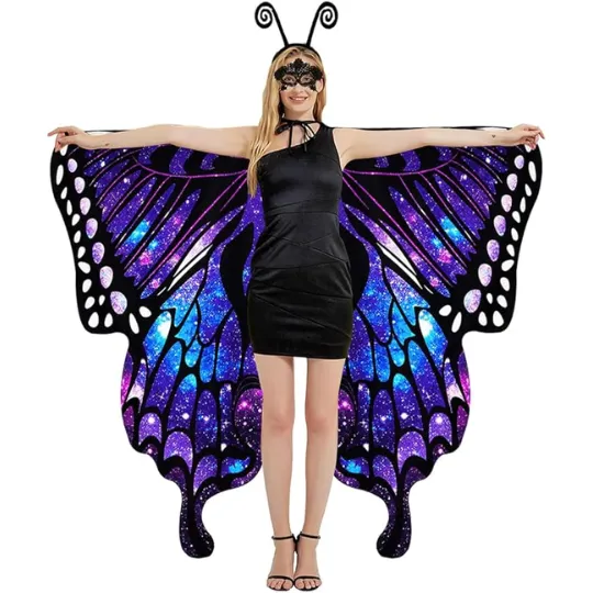 Momax Double Sided Butterfly Wings with Mask Headband Halloween Costumes