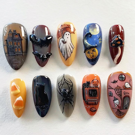 NZRAESTRS Halloween Bat & Spider Press On Nails