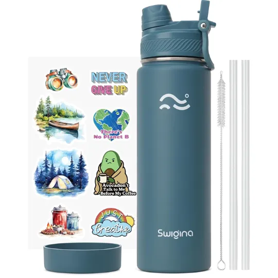 Swigina Insulated Water Bottle with Silicone Boot and 2-in-1 Lid
